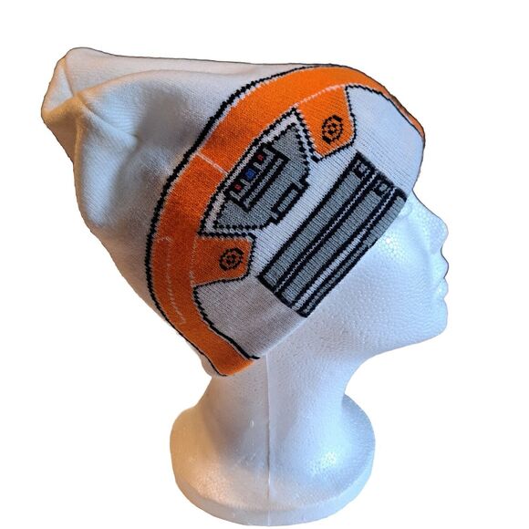 BB8 Star Wars White Orange Youth Beanie Winter Snow Hat Unisex One Size - Picture 3 of 7